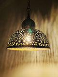 Moroccan Brass Pendant Light: Teardrop Eye Design, Includes Bulb