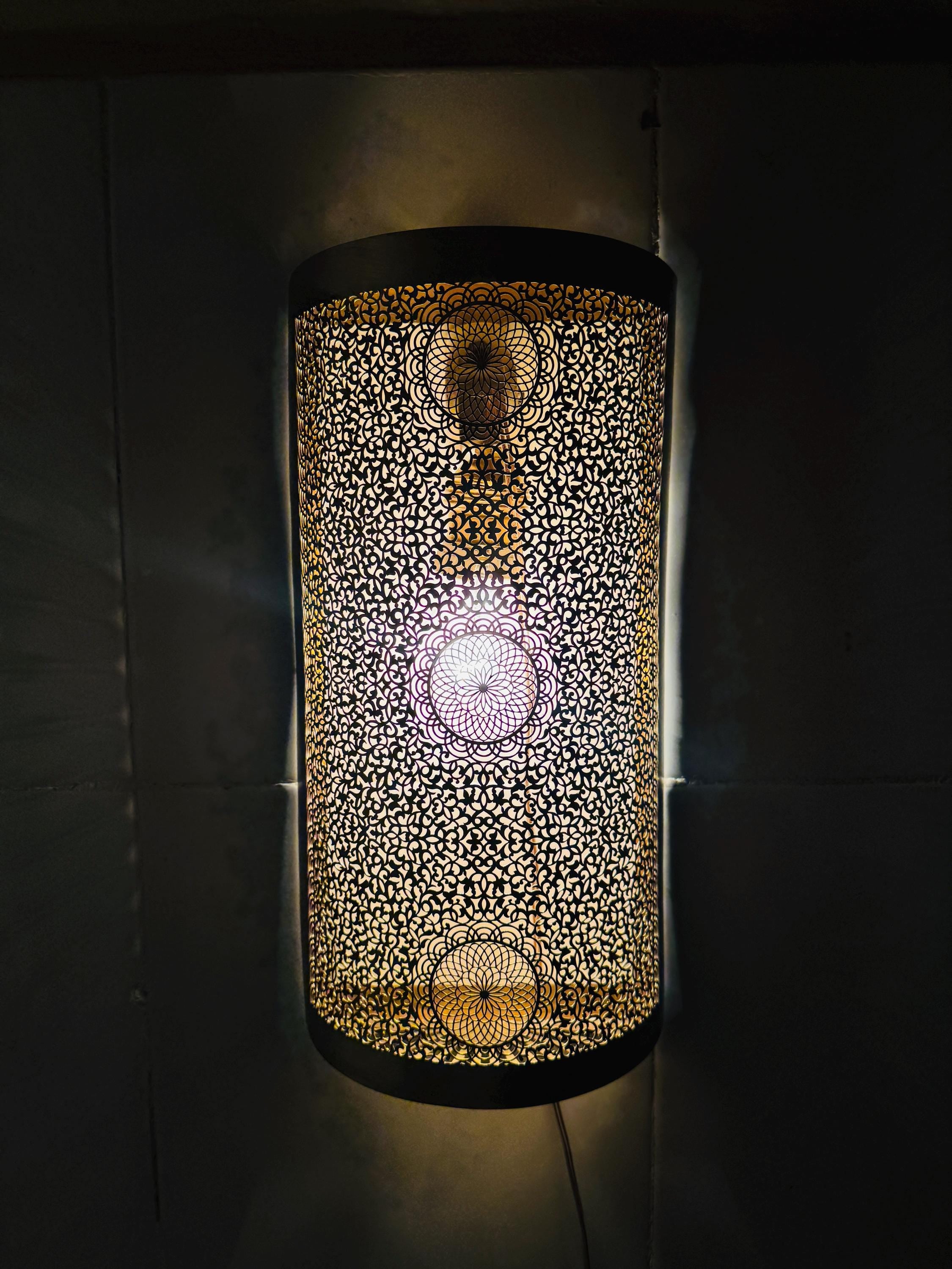 Handcrafted Moroccan Brass Wall Sconce: Antimicrobial Accent Lamp
