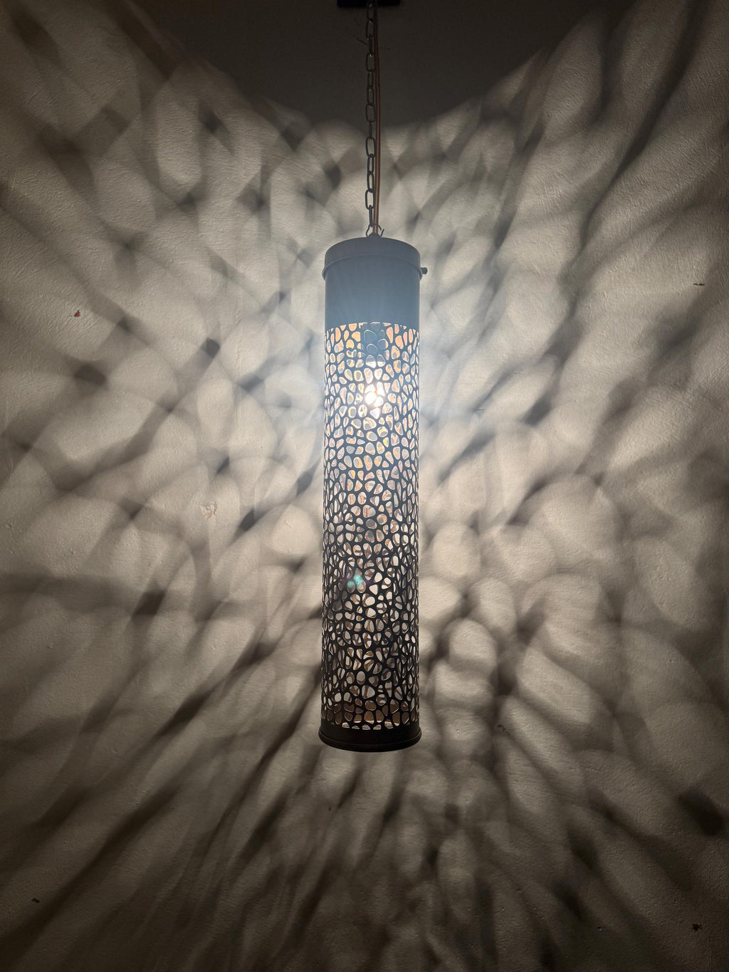 Handcrafted Moroccan Brass Pendant Light - Cylinder Shape - Custom Finish