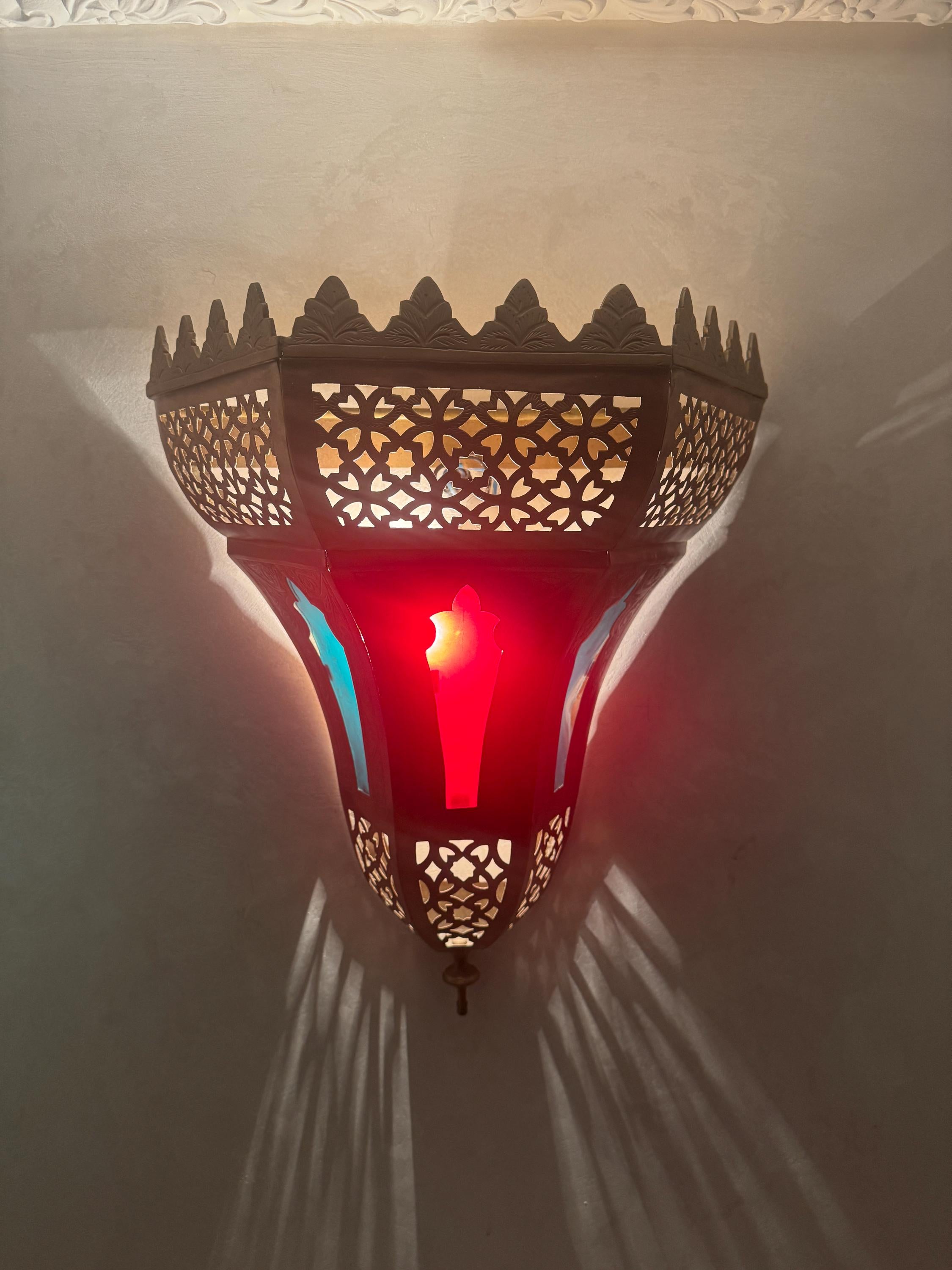 Moroccan Brass Wall Sconce: Handmade Oriental Lighting, E14 Bulb Included