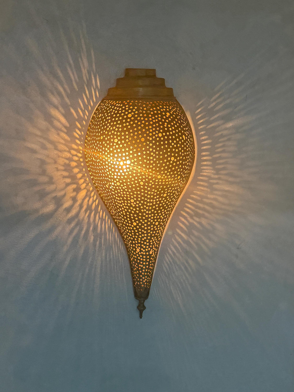 Handmade Moroccan Brass Wall Sconce with Bulb & Wires