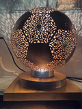 Handmade Moroccan Brass Globe Lamp: Pierced Sphere Shadow Light