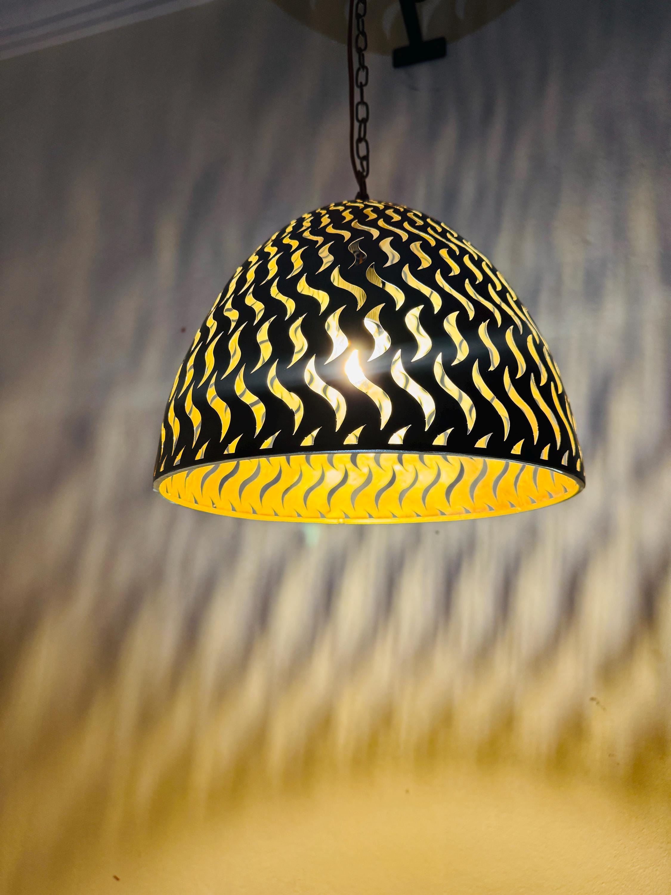 Moroccan Brass Ceiling Lamp | Handmade Geometric Shadow Chandelier | Artisan Star Light | Marrakech Crafts