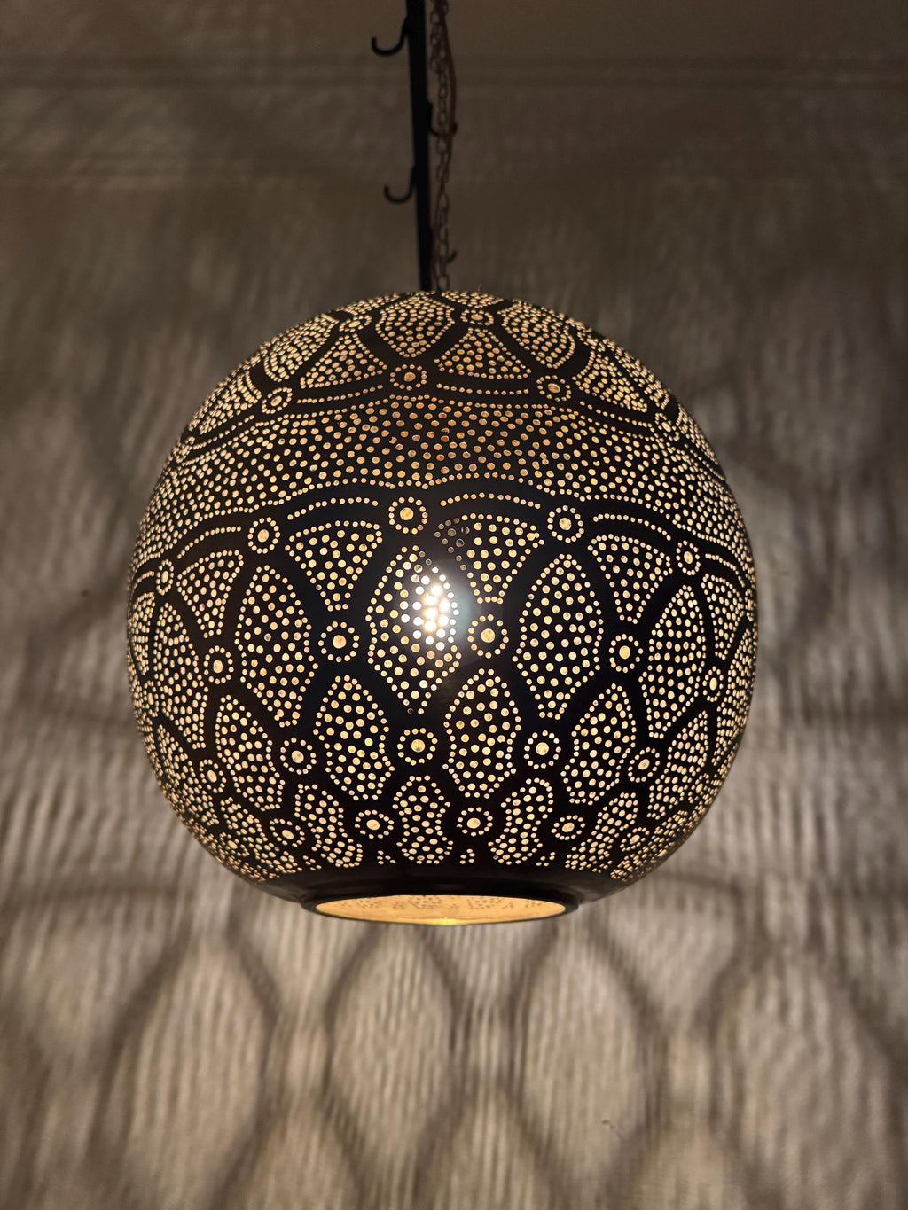 Moroccan Teardrop Pendant | Antique Brass Kitchen Island Light | Hand-Etched Filigree Lamp | Marrakech Craft