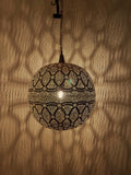 Moroccan Teardrop Pendant | Antique Brass Kitchen Island Light | Hand-Etched Filigree Lamp | Marrakech Craft