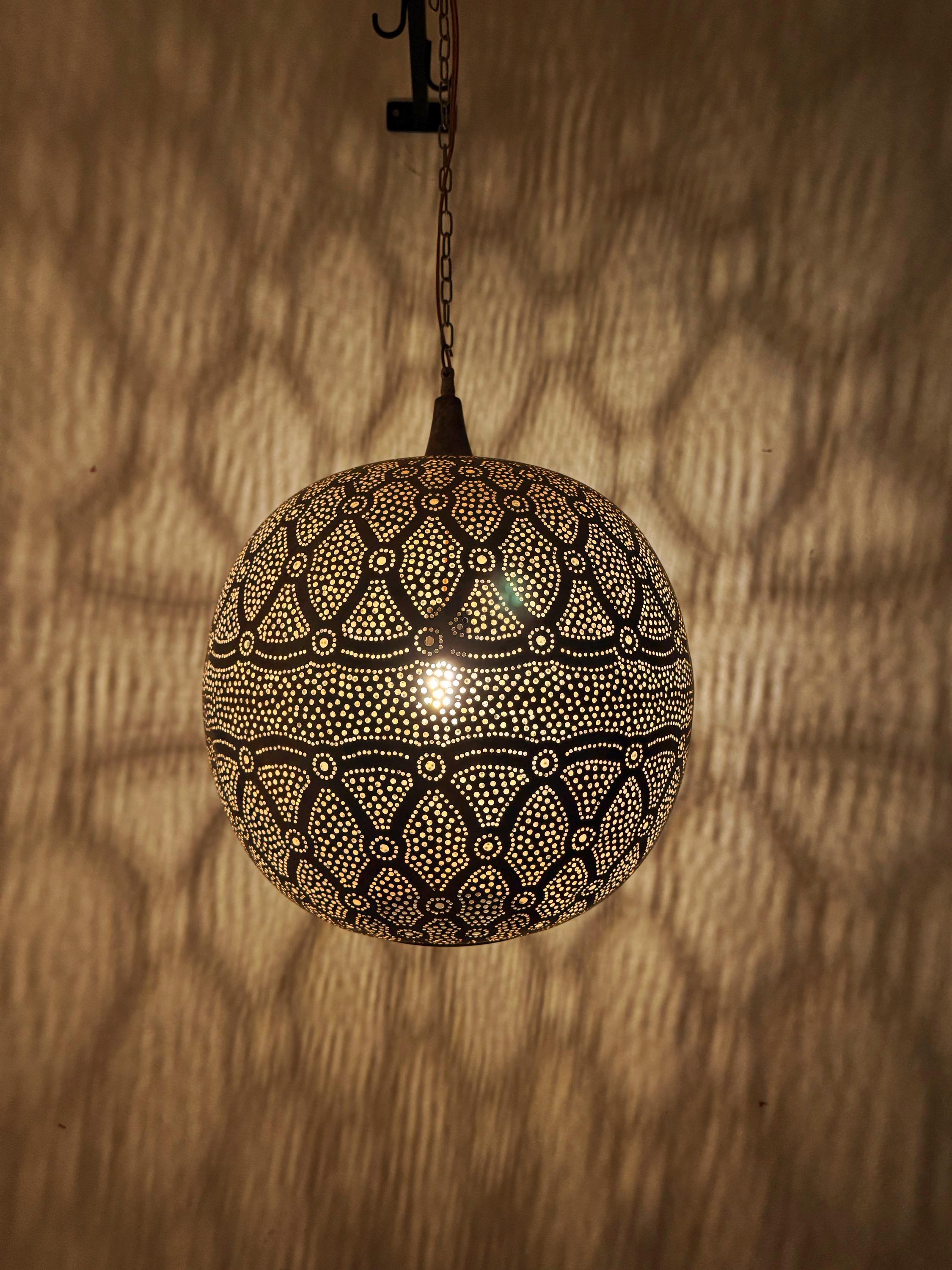 Moroccan Teardrop Pendant | Antique Brass Kitchen Island Light | Hand-Etched Filigree Lamp | Marrakech Craft