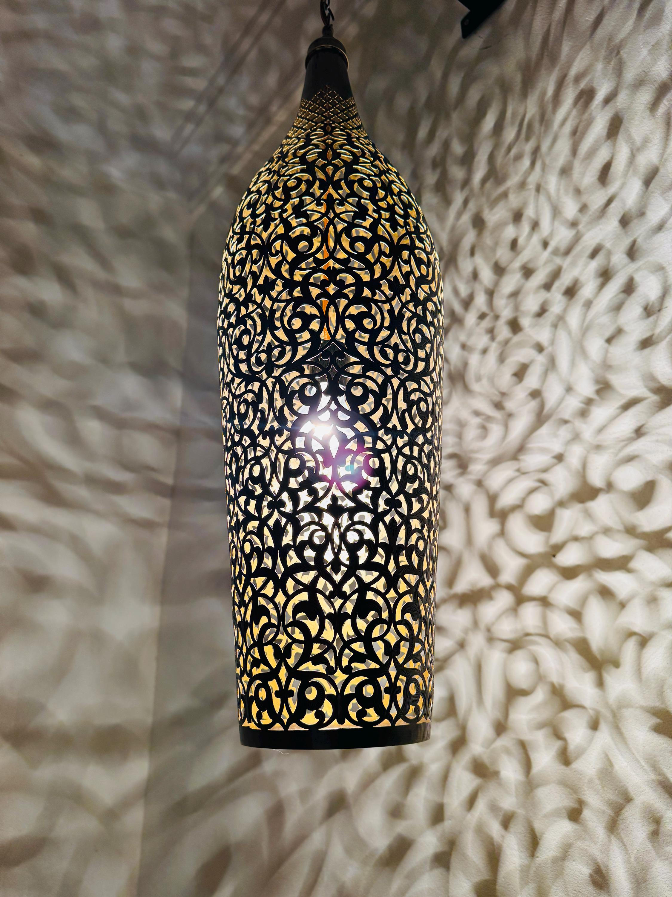 Moroccan Brass Pendant Light: Handmade Cone Chandelier