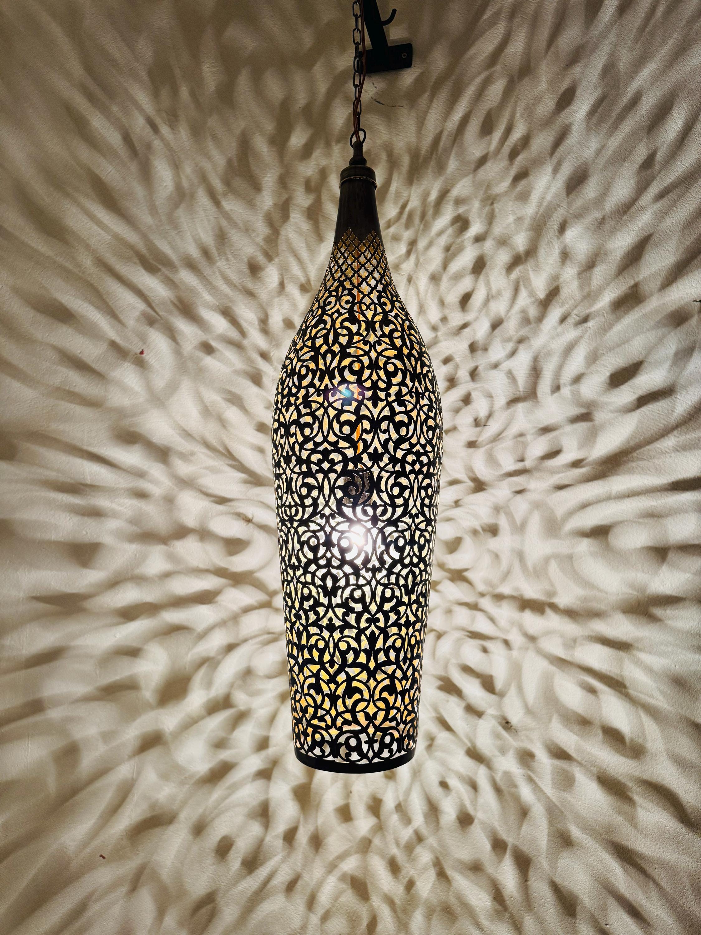 Moroccan Brass Pendant Light: Handmade Cone Chandelier