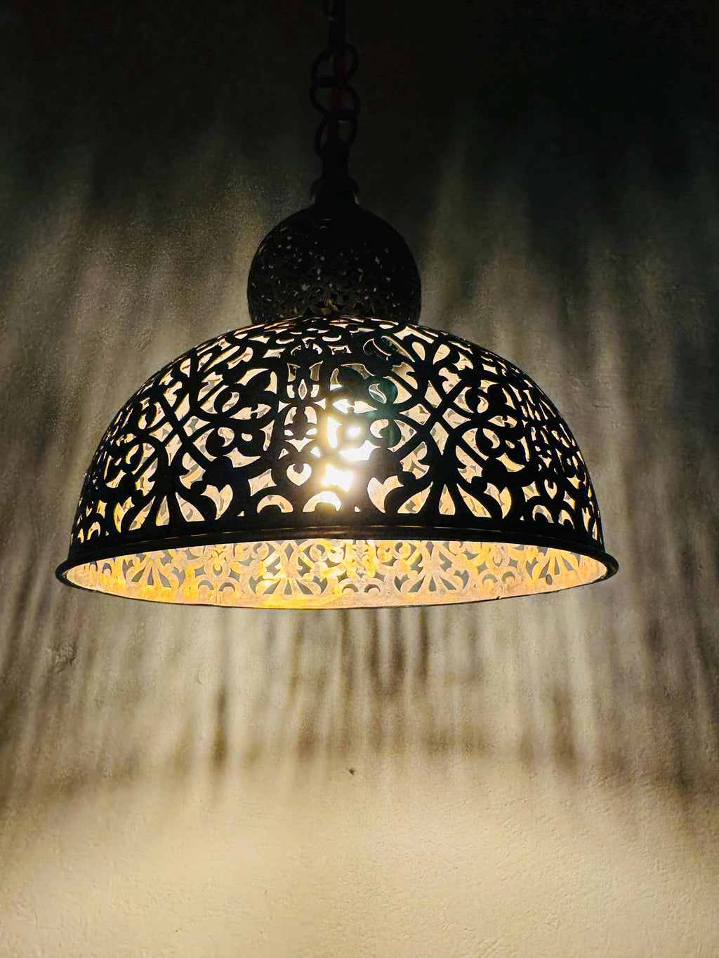 Moroccan Brass Pendant Light: Teardrop Eye Design, Includes Bulb