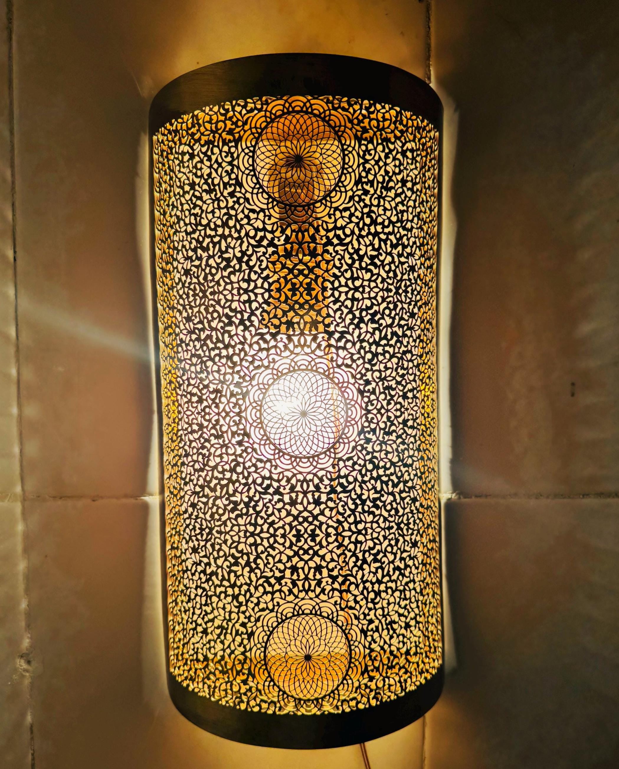 Handcrafted Moroccan Brass Wall Sconce: Antimicrobial Accent Lamp