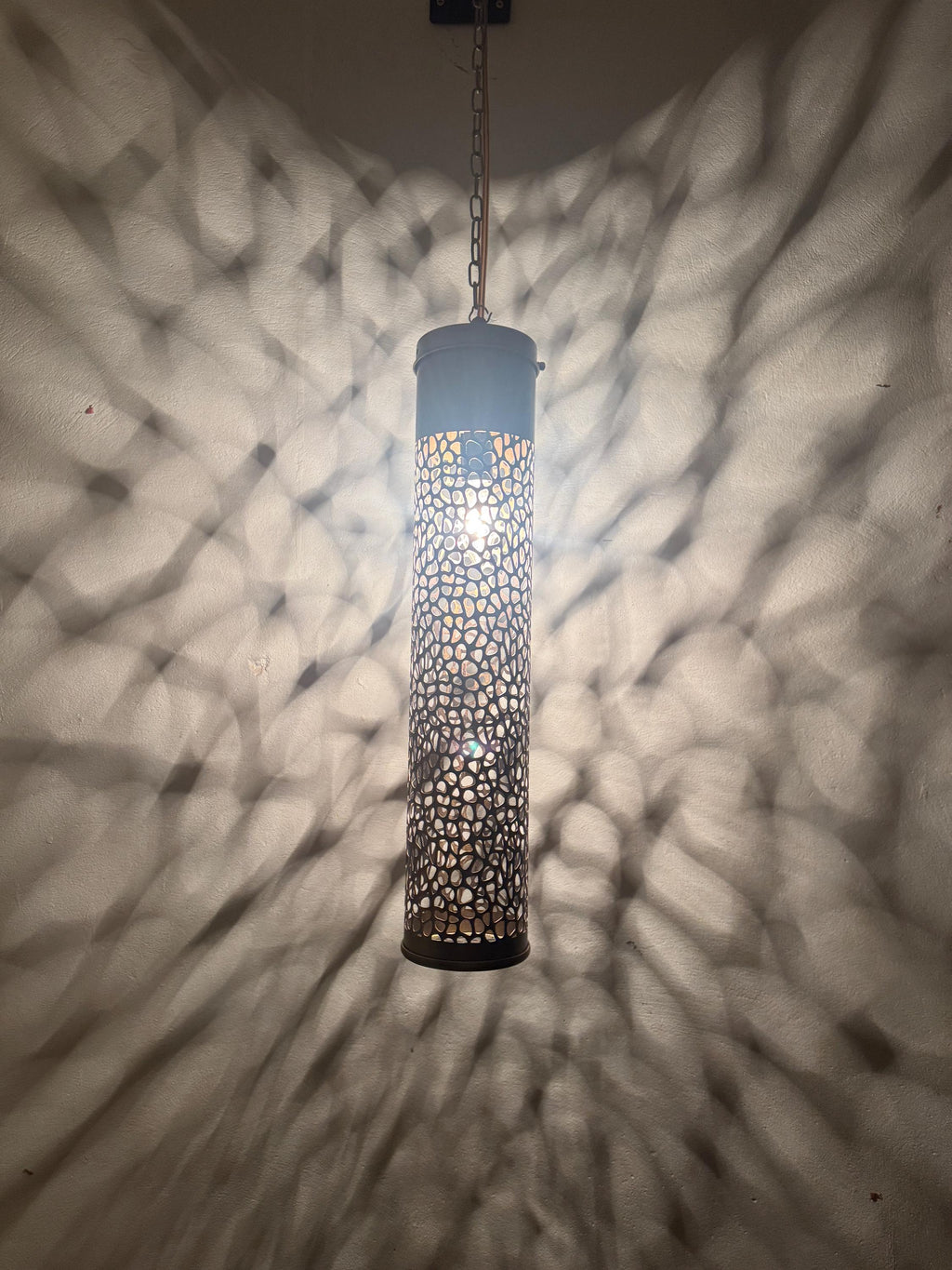 Handcrafted Moroccan Brass Pendant Light - Cylinder Shape - Custom Finish