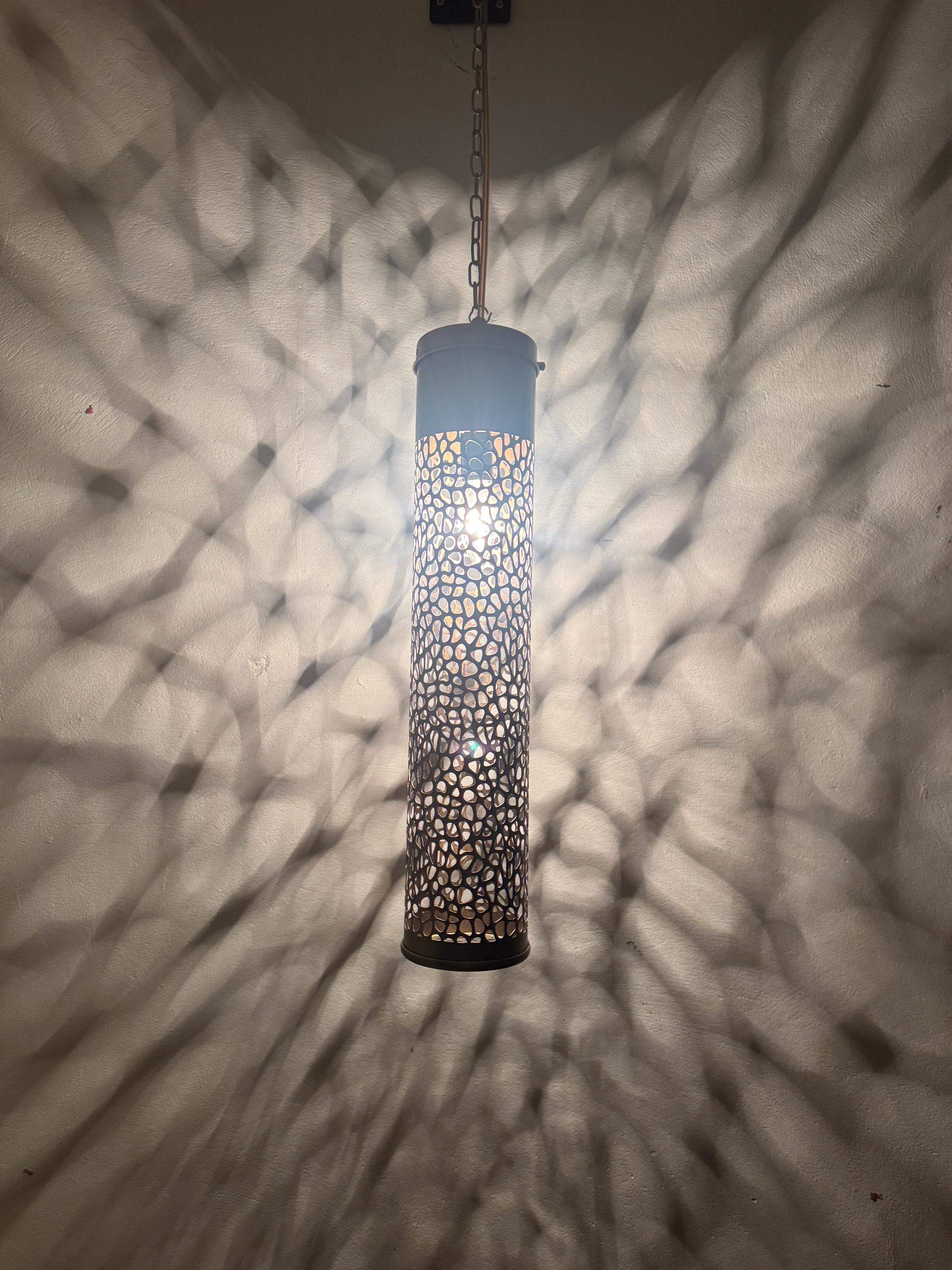 Handcrafted Moroccan Brass Pendant Light - Cylinder Shape - Custom Finish