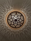 Handmade Moroccan Brass Wall Sconce: round wall Lighting