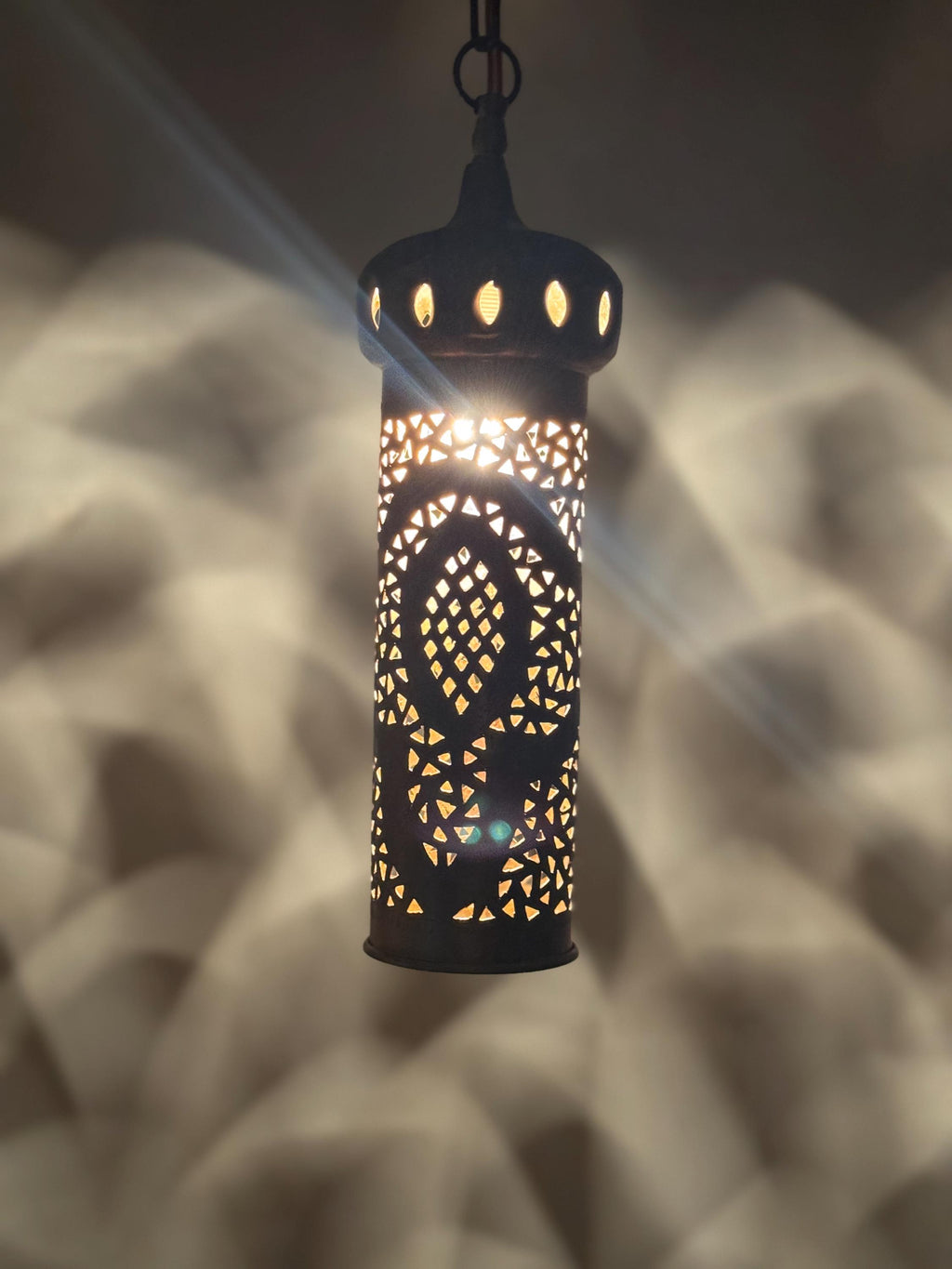 Hand Hammered Brass Cone Pendant Light - Moroccan Style