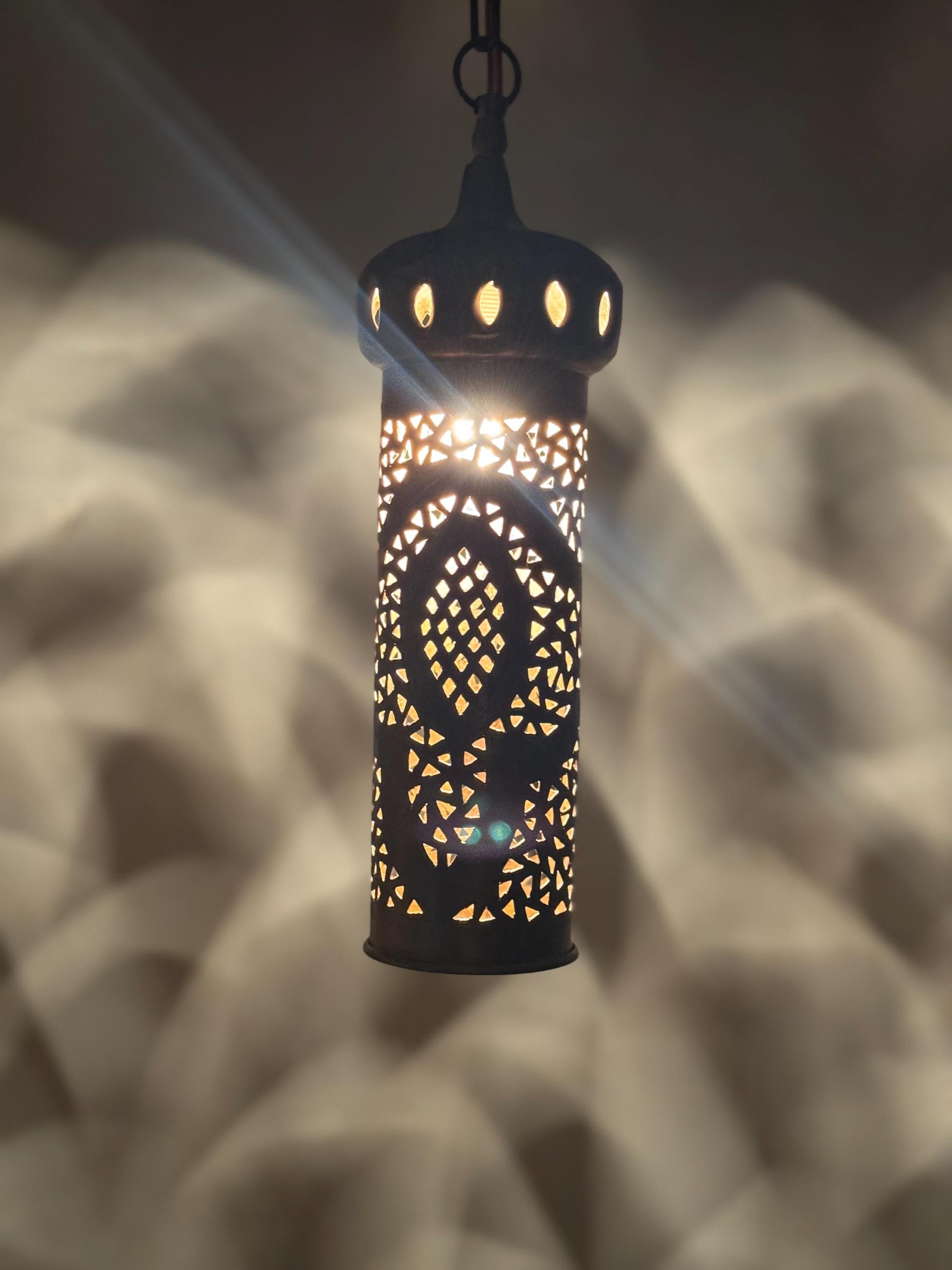 Hand Hammered Brass Cone Pendant Light - Moroccan Style