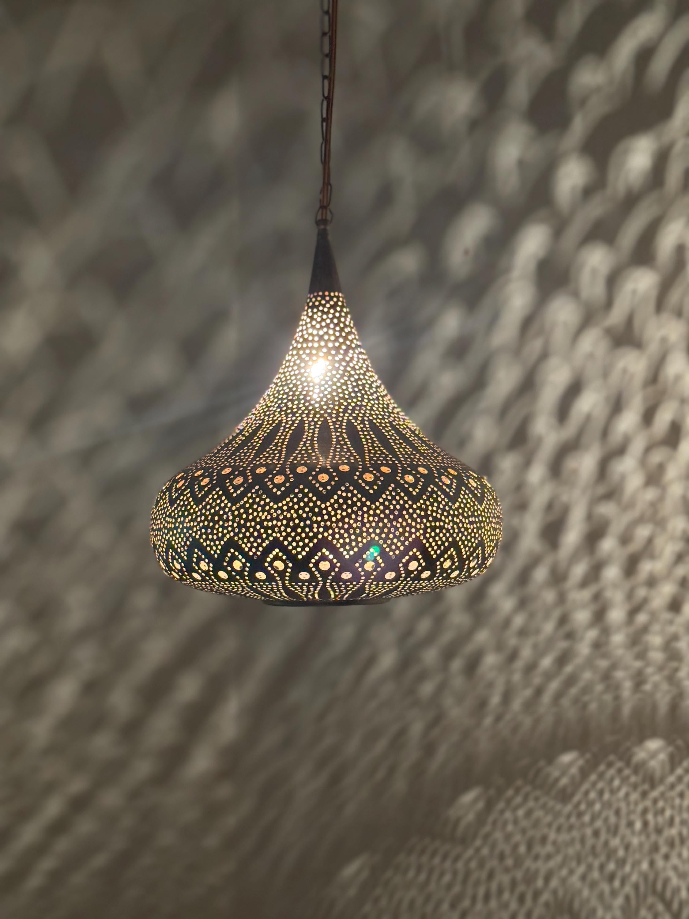 Moroccan Brass Pendant Light: Handmade Ceiling Lamp