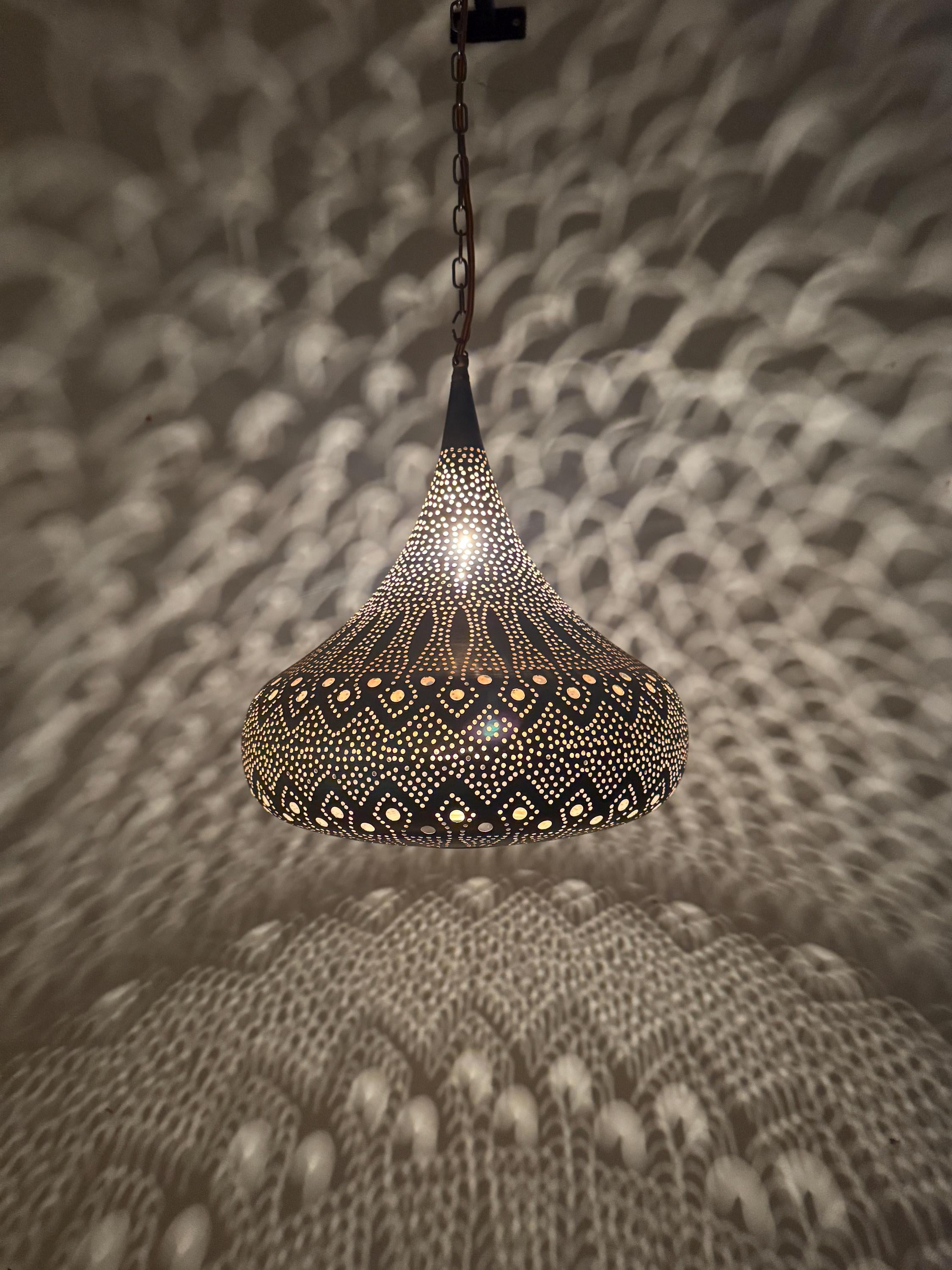 Moroccan Brass Pendant Light: Handmade Ceiling Lamp