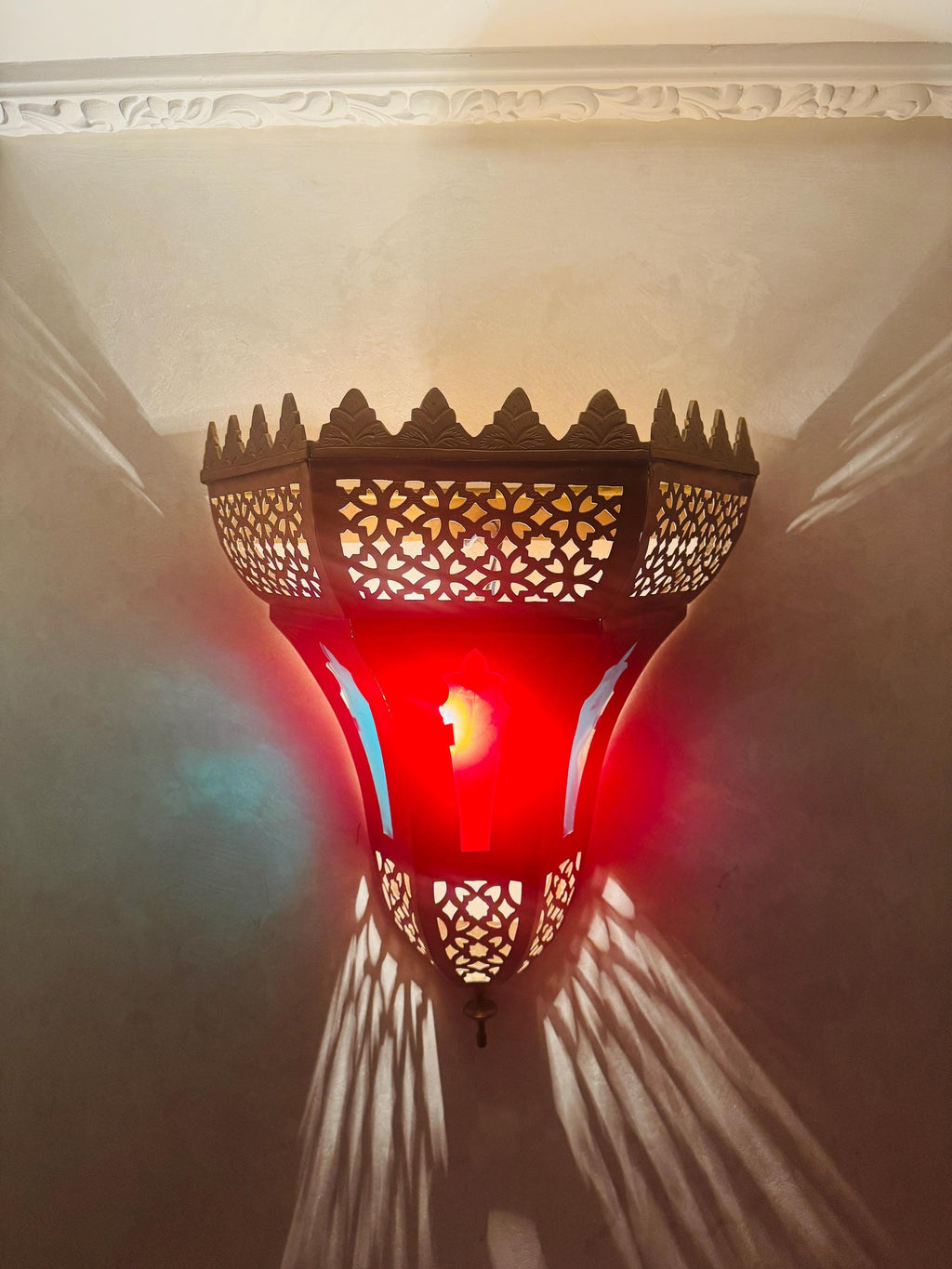 Moroccan Brass Wall Sconce: Handmade Oriental Lighting, E14 Bulb Included