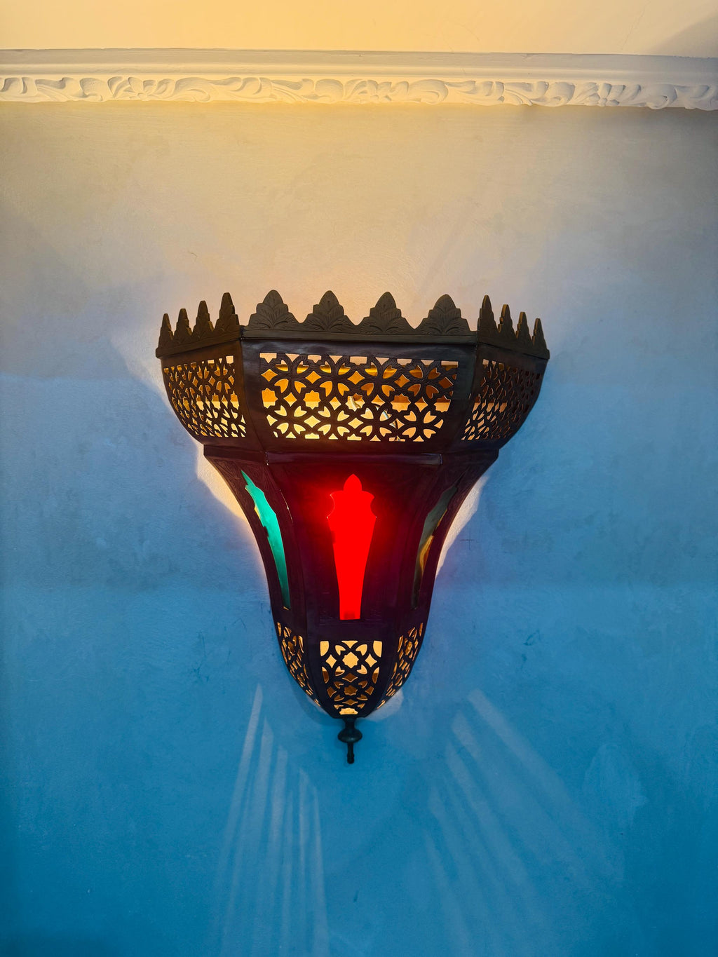 Moroccan Brass Wall Sconce: Handmade Oriental Lighting, E14 Bulb Included