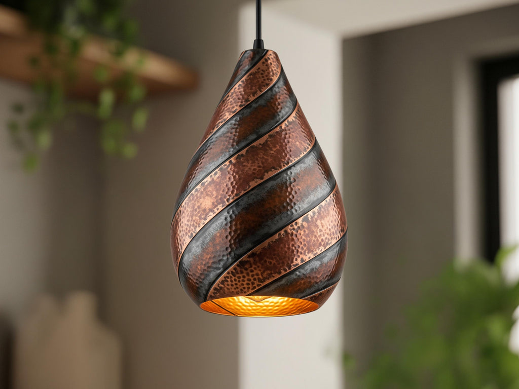 Handmade Copper Dahlia Pendant Light - Moroccan Farmhouse Lantern