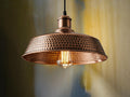 Hammered Dome Pendant, Polished Copper Light, Industrial Farmhouse Lamp