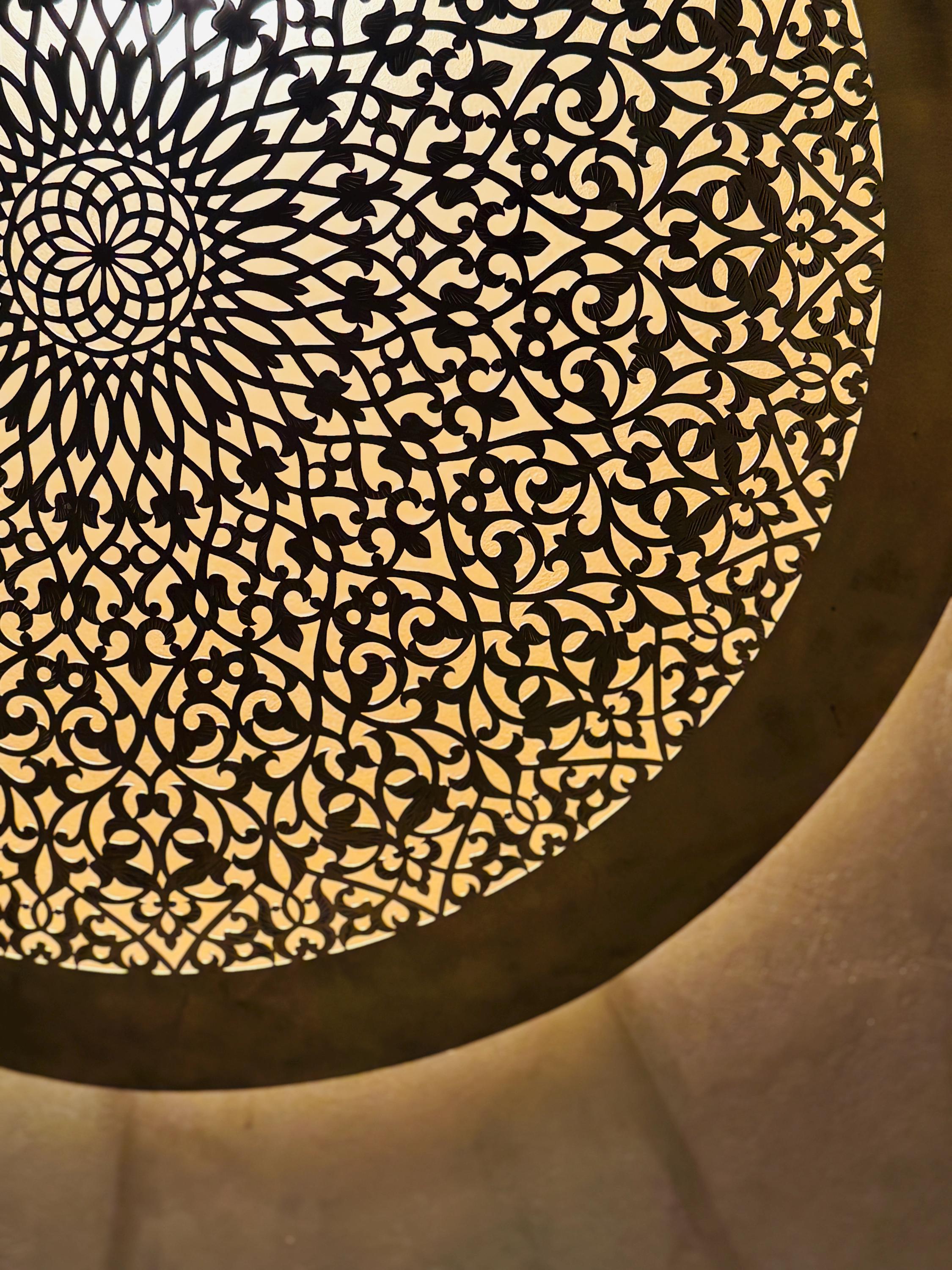 Handcrafted Moroccan Brass Wall Sconce: round wall Lighting