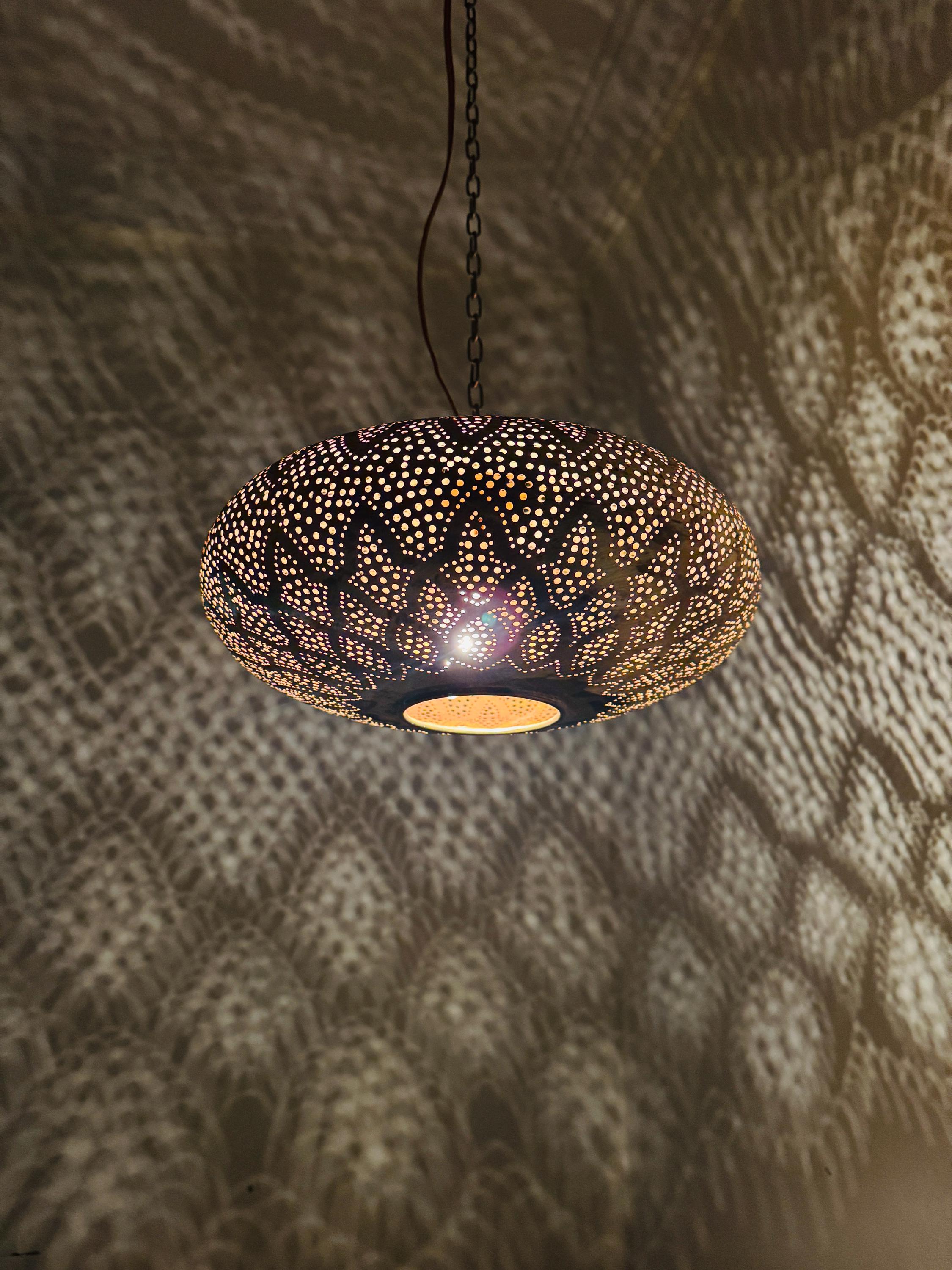Handcrafted Moroccan Brass Pendant Light - Rustic Ceiling Lamp