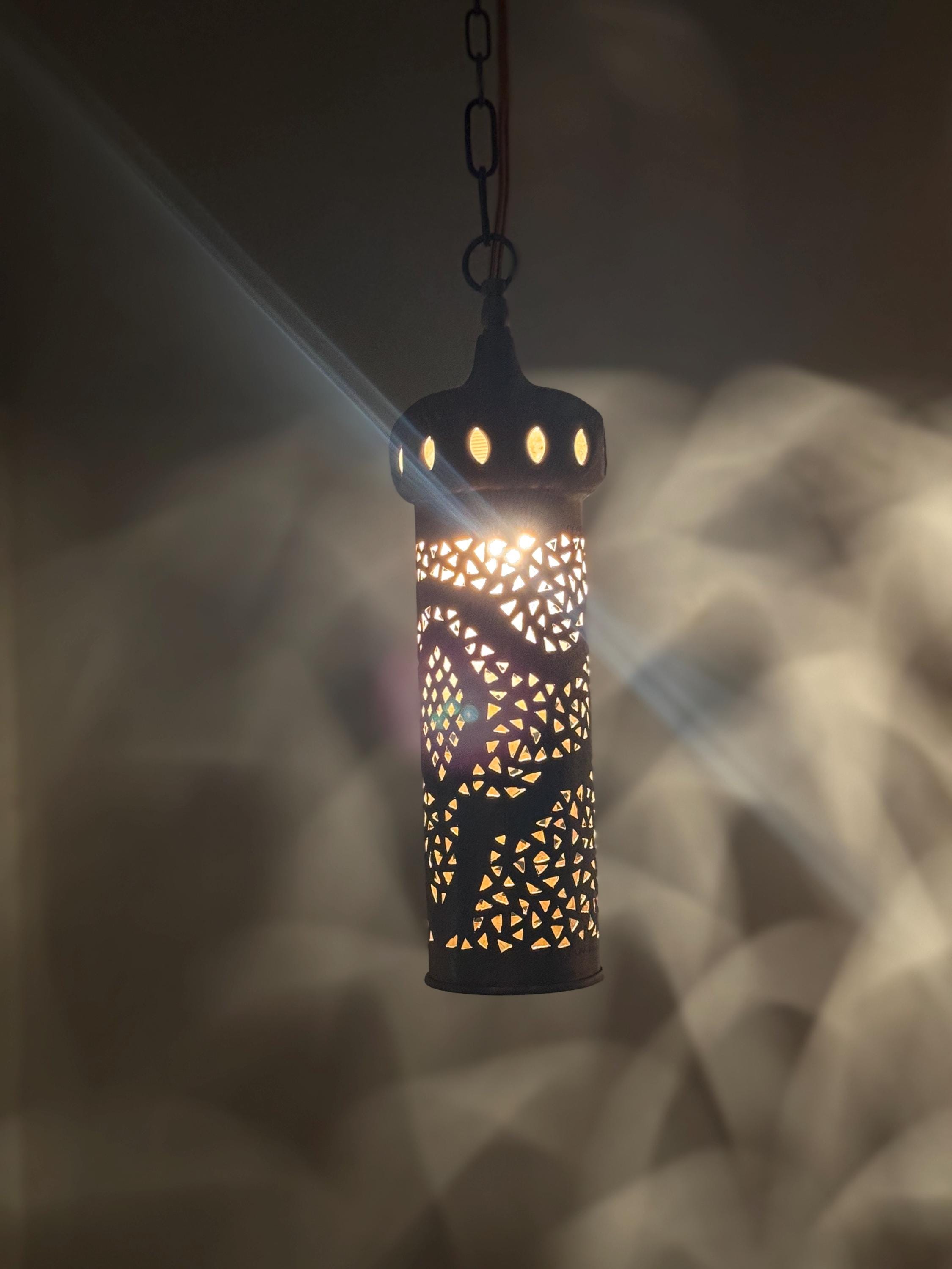 Hand Hammered Brass Cone Pendant Light - Moroccan Style