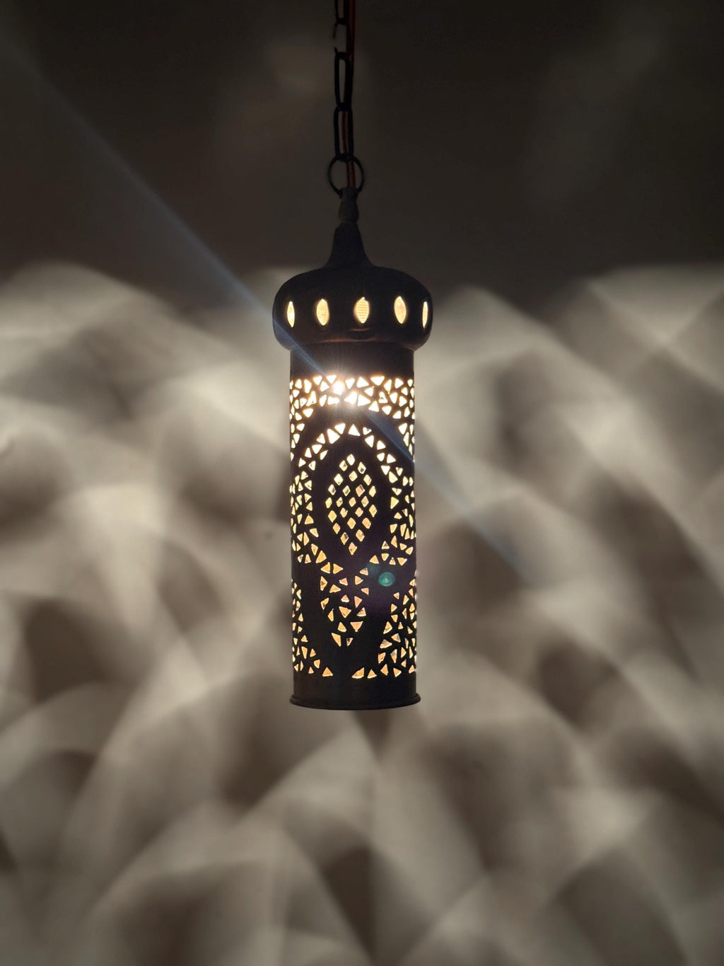 Hand Hammered Brass Cone Pendant Light - Moroccan Style