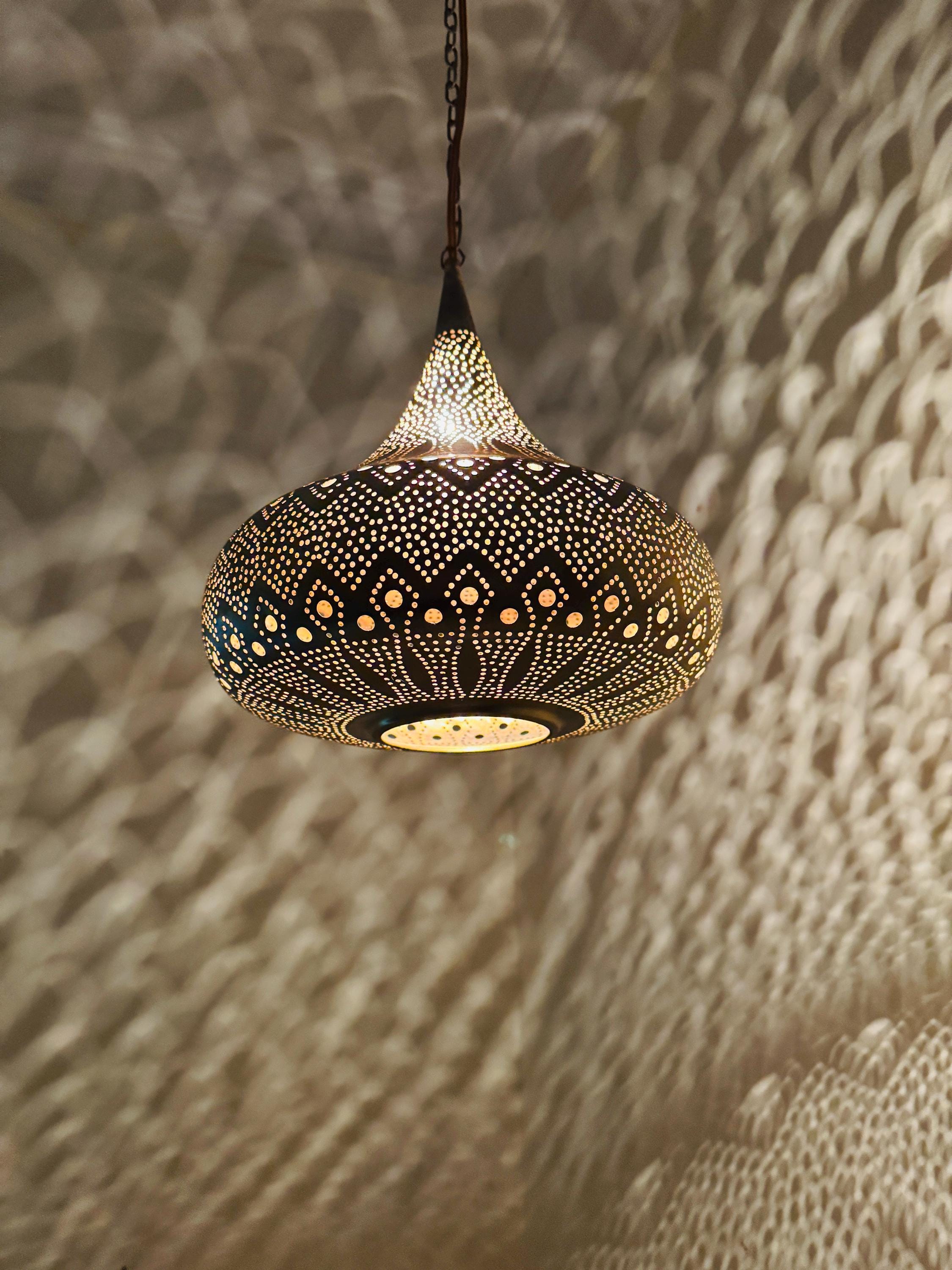 Moroccan Brass Pendant Light: Handmade Ceiling Lamp