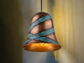 Copper Pendant Light: Green Patina Rustic Dome Lamp