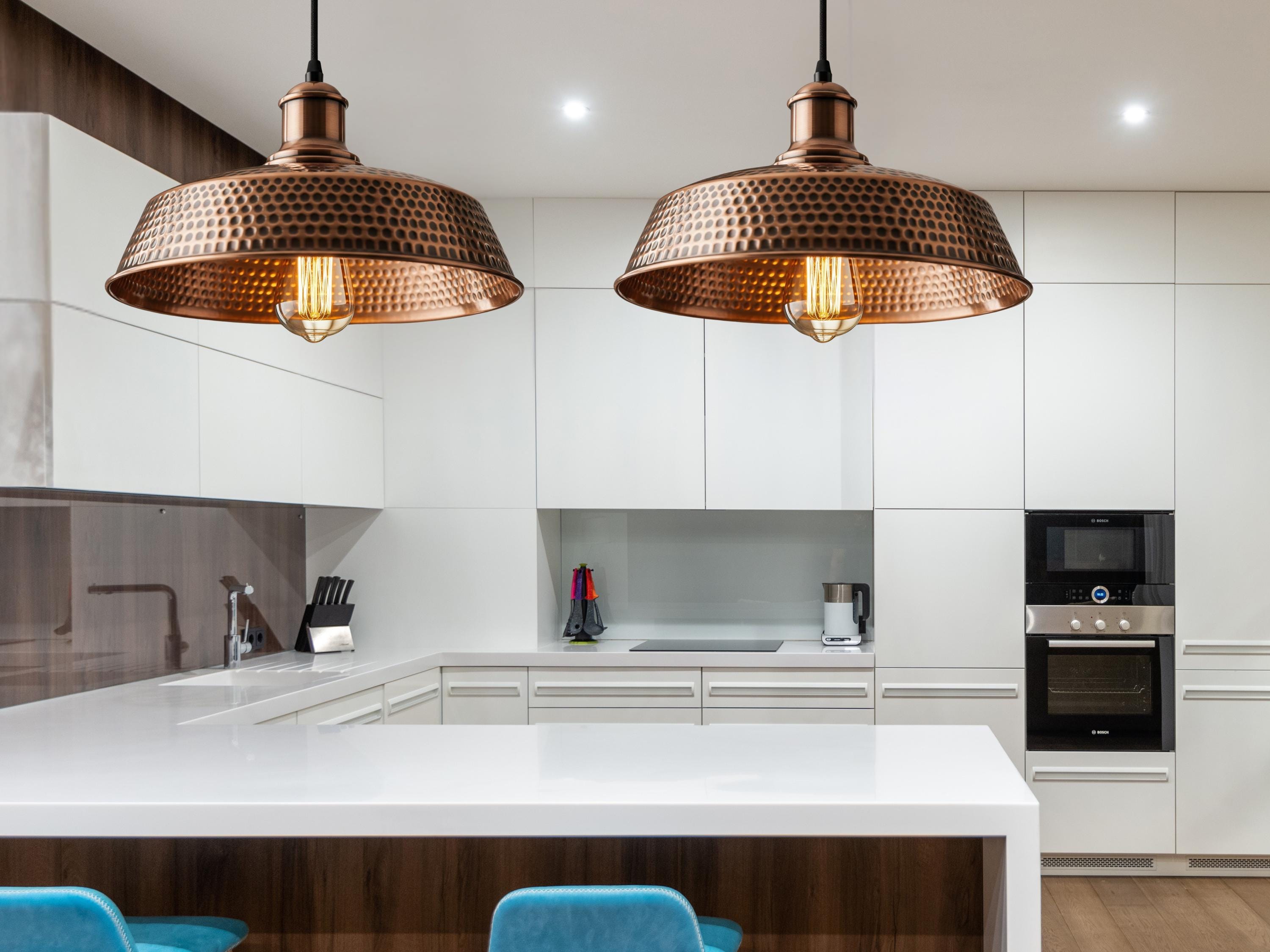 Hammered Dome Pendant, Polished Copper Light, Industrial Farmhouse Lamp