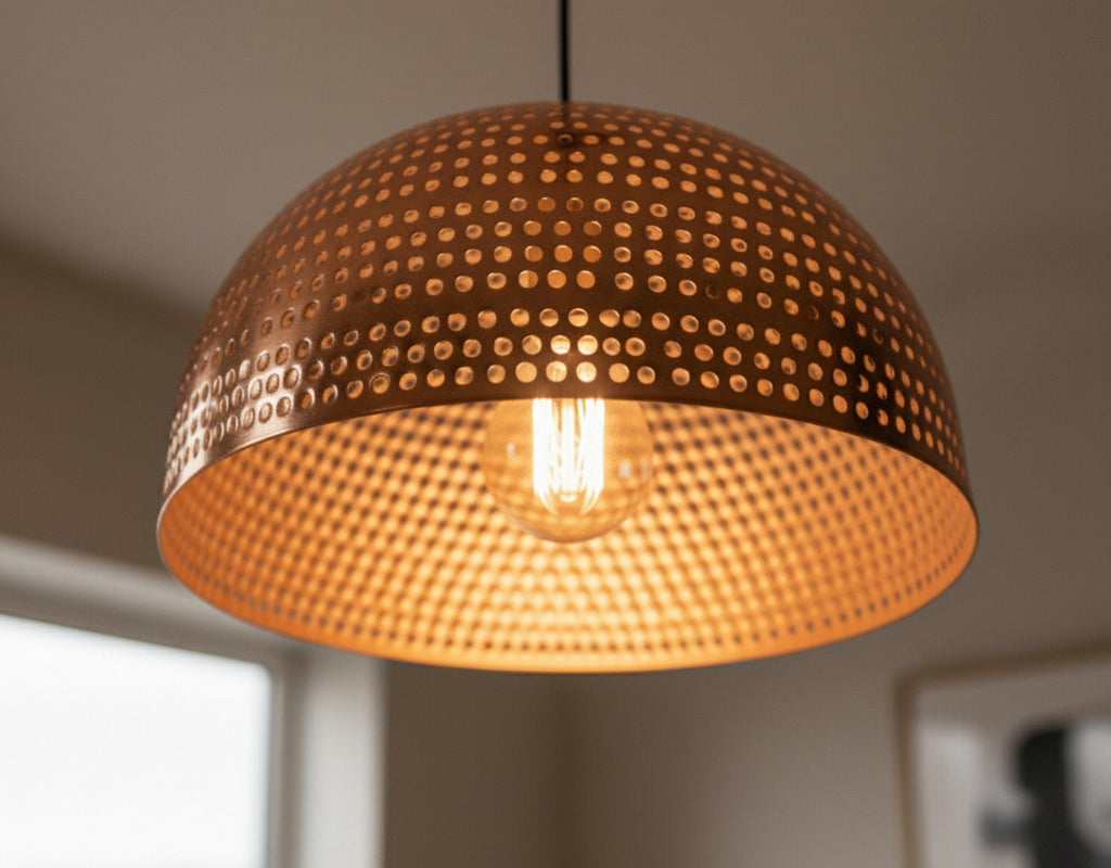 Set OFf 2 Copper Dome Pendant Light: Coastal Kitchen Lighting