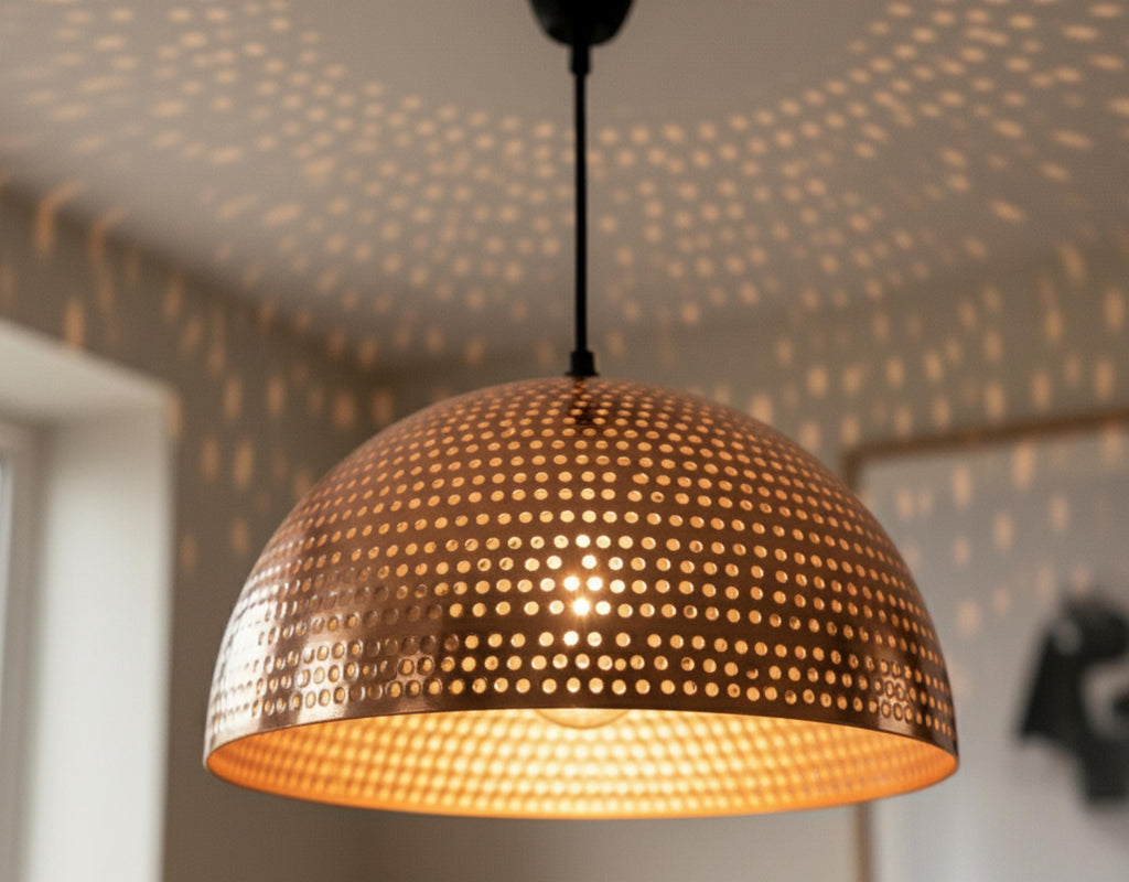 Set OFf 2 Copper Dome Pendant Light: Coastal Kitchen Lighting