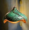 Hand-Hammered Copper Lotus Pendant Light: Green Patina, Copper Moroccan Lighting