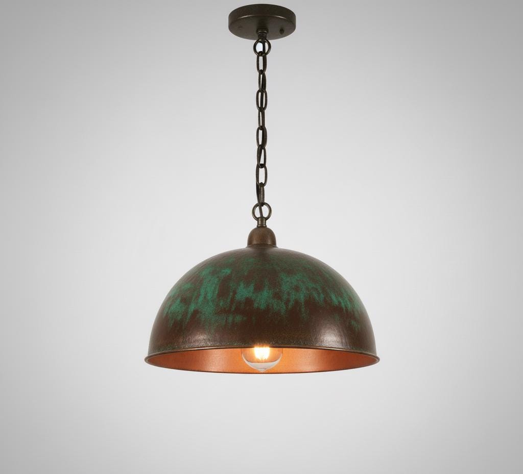 Handmade Dome Pendant Light: Rustic Farmhouse Kitchen Lighting