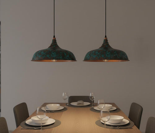 Hammered bleu Dome Pendant, Polished Copper Light, Industrial Farmhouse Lamp