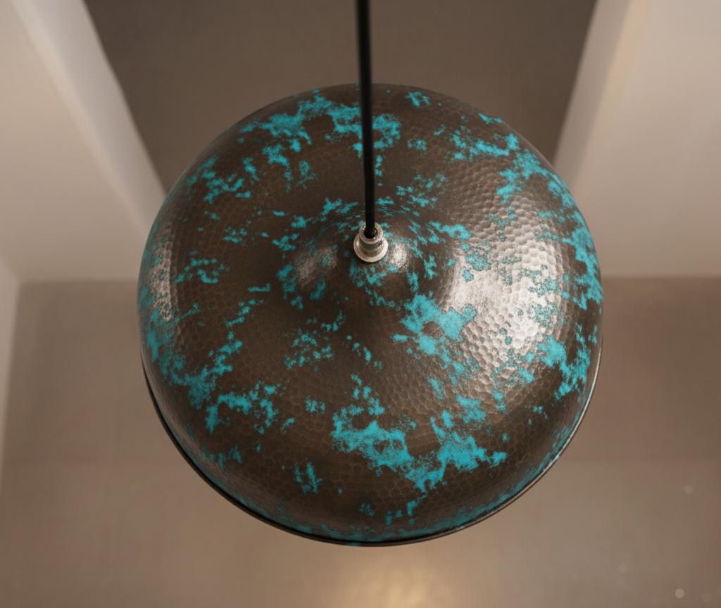 Handmade Bleu and Copper Dome Pendant Light: Kitchen Lighting