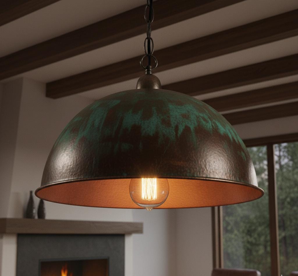 Handmade Dome Pendant Light: Rustic Farmhouse Kitchen Lighting