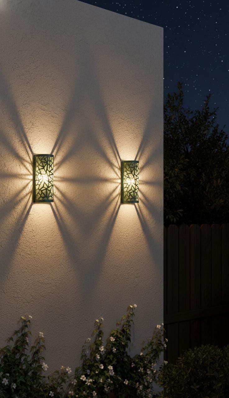 Set of 2 oxidized Copper Wall Sconce Set, Green Patina Exterior Lighting