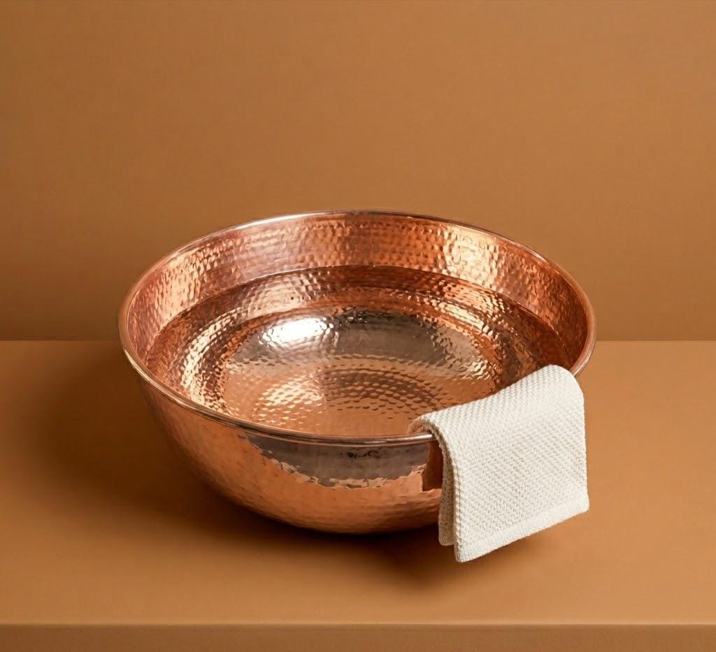 Copper Spa Pedicure Bath Bowl | Foot Massage Relaxation Tub | Feet Warm Soaking Basin Tub