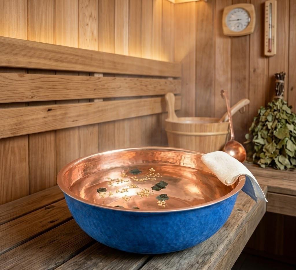 blue patina Copper Pedicure Bath Bowl | Foot Soak Relaxation Tub, Solid Copper Basin