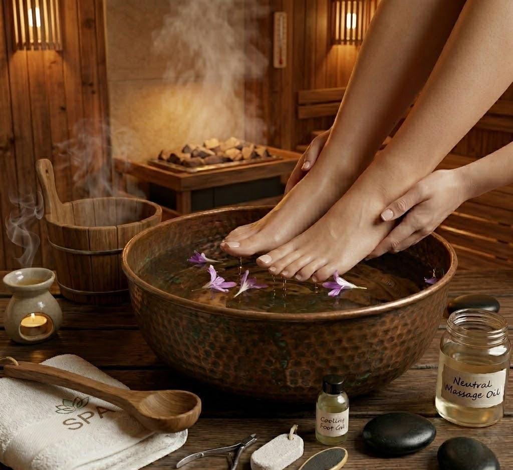 Hammered Copper Spa Pedicure Bath Bowl | Foot Massage Relaxation Tub