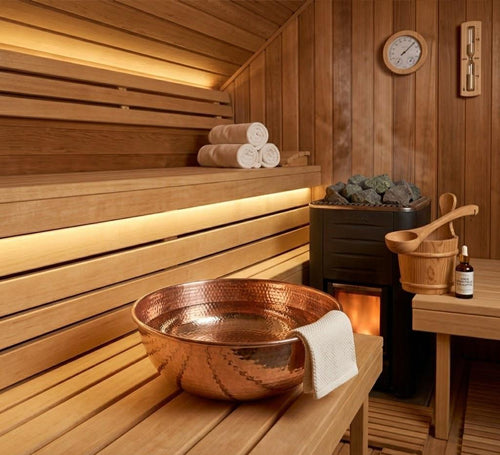 Copper Spa Pedicure Bath Bowl | Foot Massage Relaxation Tub | Feet Warm Soaking Basin Tub