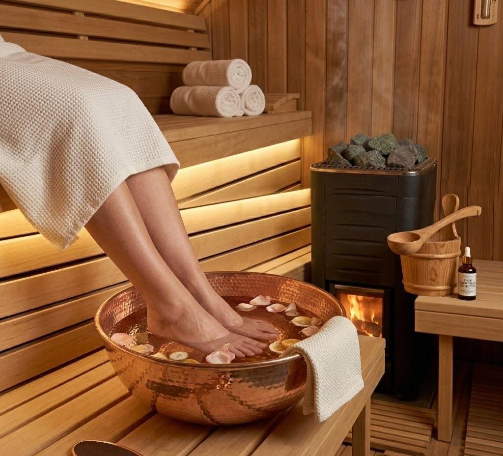 Copper Spa Pedicure Bath Bowl | Foot Massage Relaxation Tub | Feet Warm Soaking Basin Tub