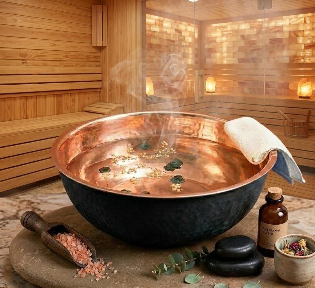 Black Copper Pedicure Bath Bowl | Foot Soak Relaxation Tub, Solid Copper Basin